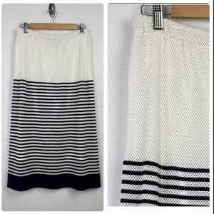 VITTORIA Giovani Fishnet Crochet Color Block Striped Maxi Skirt EU46/US2X
